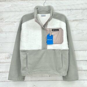 Columbia Lodge L/XL Sherpa Fleece Pullover • Gray • NWT